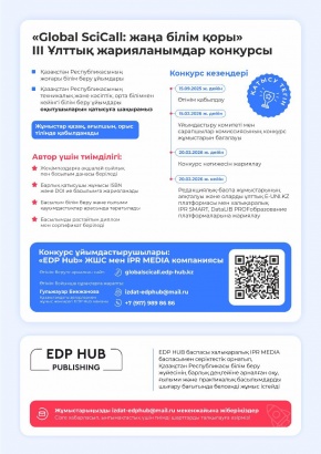 III Ұлттық «Global SciCall: Жаңа білім қоры» жарияланымдар байқауына авторлық жұмыстарды қабылдау басталды